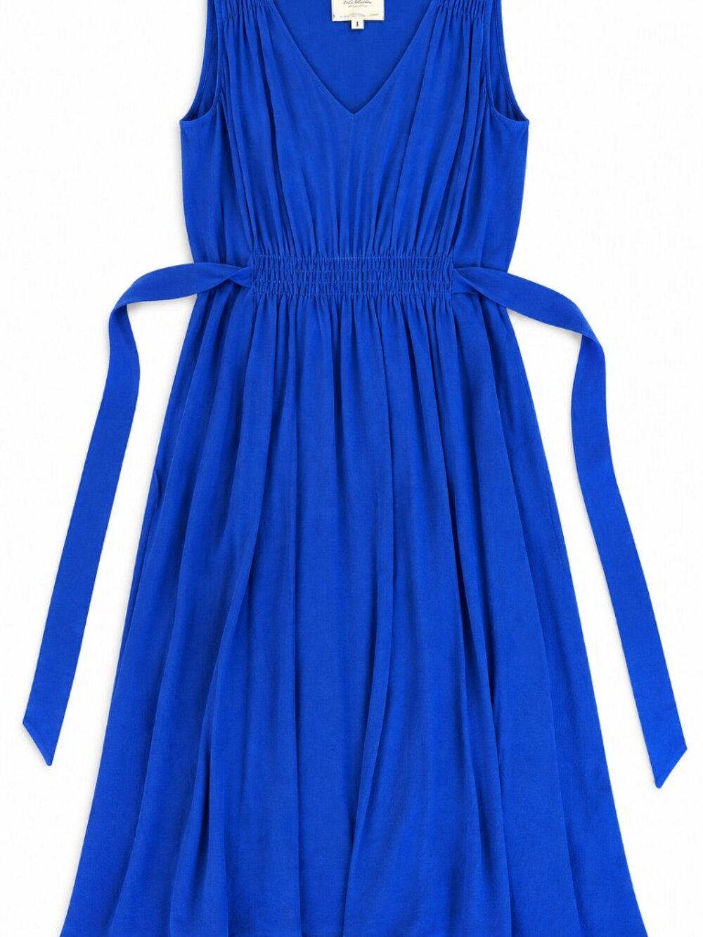 Kate Spade Midi Dress XS Blue Viscose  Sleeveless Tie Waist V Neck